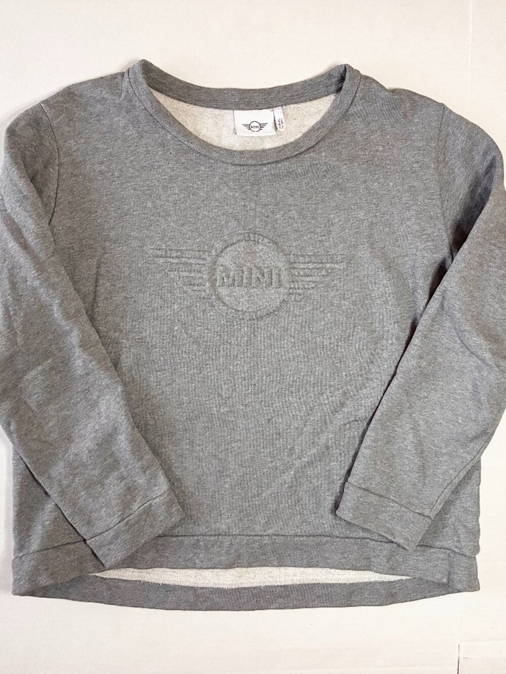Mini Cooper Embossed 3D Wing Logo Women's Crewneck Sweatshirt BMW - L - Grey